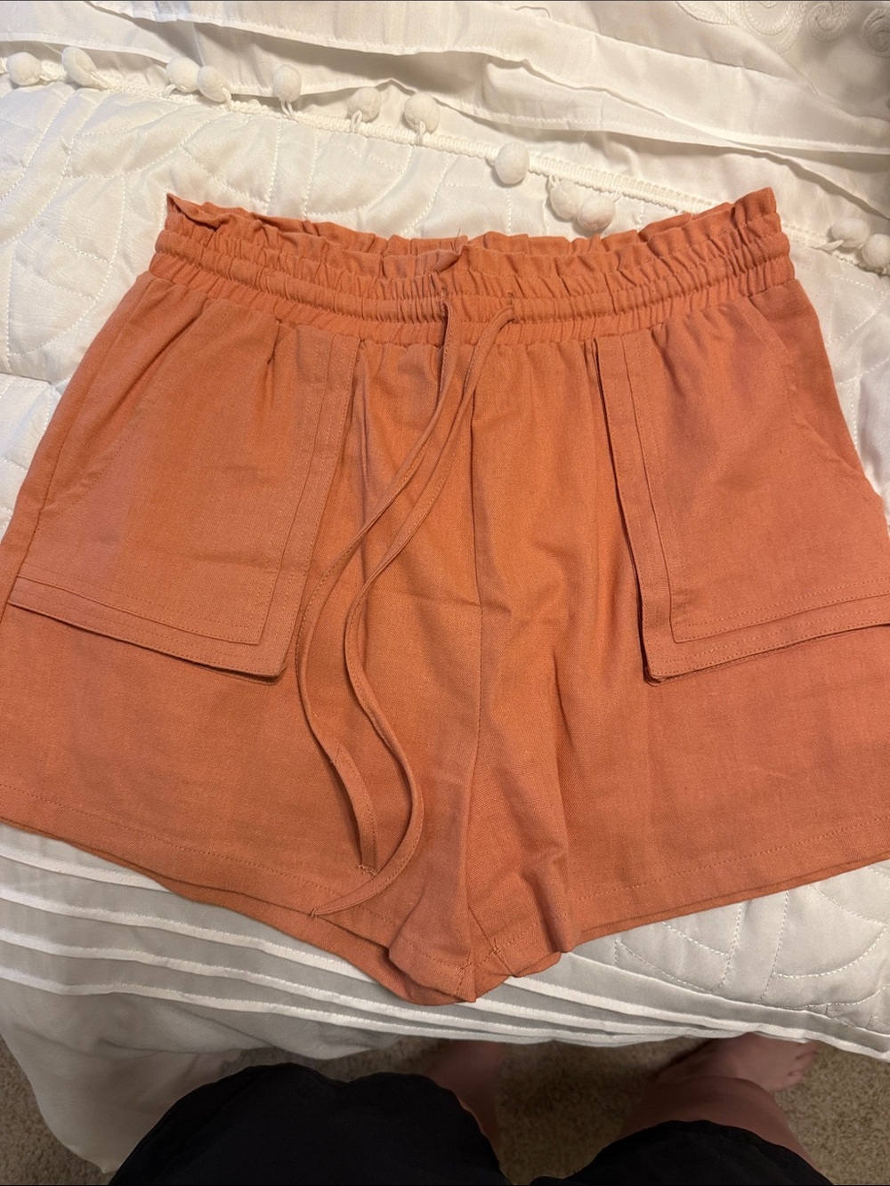 Women's High-Rise Drawstring Pocket Shorts in Terracotta